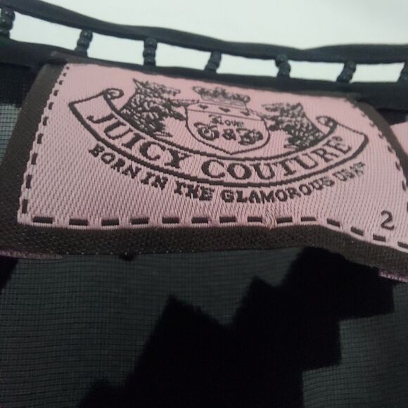 Juicy Couture Tunic Dress Size 2 Black Velvet Burnout Sheer Beaded - Picture 7 of 11